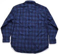 画像2: 00s メキシコ製 PENDLETONペンドルトン TRAIL SHIRT オンブレチェック エルボーパッチ付き ウールシャツ 紺×黒 XL★27 (2)