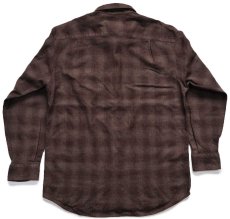 画像2: 00s メキシコ製 PENDLETONペンドルトン TRAIL SHIRT オンブレチェック エルボーパッチ付き ウールシャツ 焦げ茶×グレーブラウン L★26  (2)