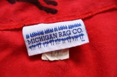 画像4: 90s USA製 MICHIGAN RAGミシガンラグ ムース 総柄 ノーカラー プルオーバー 半袖 コットン パジャマシャツ ワンピース 赤 L/XL (4)