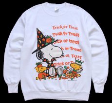 画像1: 90s スヌーピー ウッドストック Trick or Treat ハロウィン スウェット 白 L (1)