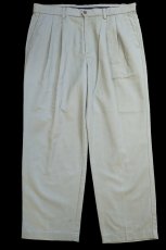 画像2: 90s DOCKERSドッカーズ ツータック スラックス コットンパンツ ライトグレー W38 L29★Levi'sリーバイス (2)
