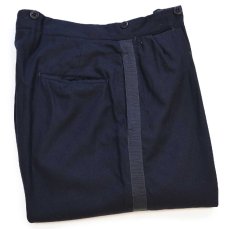 画像1: 50s UNKNOWN サイドライン ツータック スラックス ウールパンツ 濃紺 W33 (1)