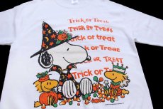 画像3: 90s スヌーピー ウッドストック Trick or Treat ハロウィン スウェット 白 L (3)