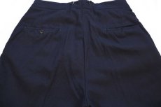 画像5: 50s UNKNOWN サイドライン ツータック スラックス ウールパンツ 濃紺 W33 (5)
