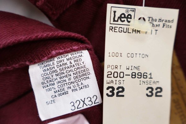 デッドストック☆90s USA製 Leeリー 200-8961 カラーデニムパンツ PORT
