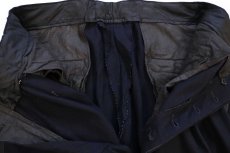 画像7: 50s UNKNOWN サイドライン ツータック スラックス ウールパンツ 濃紺 W33 (7)