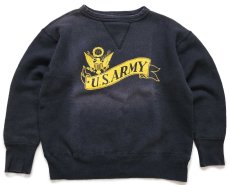 画像1: 90s USA製 BRENTS U.S.ARMY ロゴ 両V スウェット 黒 フェード (1)