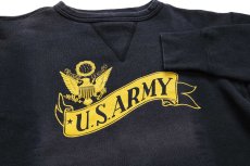 画像3: 90s USA製 BRENTS U.S.ARMY ロゴ 両V スウェット 黒 フェード (3)