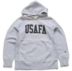 画像1: Championチャンピオン 単色タグ 復刻 USAFA 両面リフレクタープリント リバースウィーブ スウェットパーカー 杢グレー L★フーディー (1)