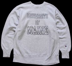 画像1: 90s メキシコ製 Championチャンピオン UNIVERSITY OF MAINE 三段 ひび割れプリント リバースウィーブ スウェット 杢グレー XL (1)