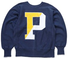 画像1: 90s メキシコ製 Championチャンピオン Pitt 両面プリント リバースウィーブ スウェット 紺 M (1)