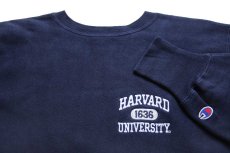 画像3: 90s メキシコ製 Championチャンピオン HARVARD UNIVERSITY 三段カプセル 刺繍 リバースウィーブ スウェット 紺 L (3)