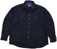 画像1: 訳あり★PENDLETONペンドルトン CANYON 無地 ウール ウエスタンシャツ 黒 XXL-T★特大 (1)