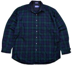 画像1: 00s メキシコ製 PENDLETONペンドルトン ブラックウォッチ タータンチェック ウールシャツ XXL-LONG★22 特大 (1)