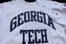 画像3: 90s メキシコ製 Championチャンピオン GEORGIA TECH ひび割れプリント リバースウィーブ スウェット 杢グレー XL (3)