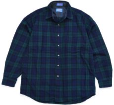 画像1: 00s メキシコ製 PENDLETONペンドルトン AUTHENTIC BLACK WATCH TARTAN ブラックウォッチ タータンチェック ウールシャツ L★23 (1)