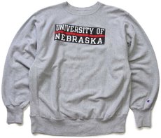 画像1: 90s メキシコ製 Championチャンピオン UNIVERSITY OF NEBRASKA リバースウィーブ スウェット グレー XL (1)