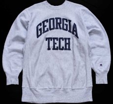 画像1: 90s メキシコ製 Championチャンピオン GEORGIA TECH ひび割れプリント リバースウィーブ スウェット 杢グレー XL (1)
