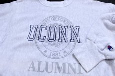 画像3: 90s メキシコ製 Championチャンピオン UCONN 刺繍 ツートン リバースウィーブ スウェット 杢グレー L (3)