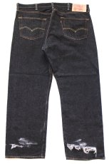 画像3: Levi'sリーバイス 501 ダメージ 先染め ブラック デニムパンツ W42★SDP4734 (3)