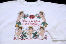 画像3: 90s USA製 Hanes Glory to God in the highest Luke 2:14 エンジェル スウェット 白 XXL★特大 (3)