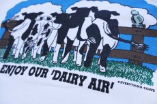 画像4: 90s USA製 Hanes ENJOY OUR 'DAIRY AIR' 牛 イラスト 両面プリント スウェット 白 L (4)