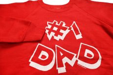 画像3: 80s USA製 #1 DAD ひび割れプリント スウェット 赤 XL (3)