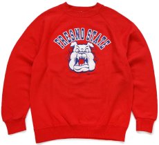 画像1: 80s USA製 FRESNO STATE ブルドッグ 発泡プリント スウェット 赤 XL (1)