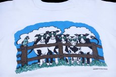 画像3: 90s USA製 Hanes ENJOY OUR 'DAIRY AIR' 牛 イラスト 両面プリント スウェット 白 L (3)