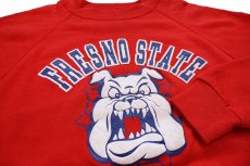 画像3: 80s USA製 FRESNO STATE ブルドッグ 発泡プリント スウェット 赤 XL (3)