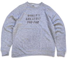 画像1: 90s USA製 Leeリー WORLD'S GREATEST POP-POP ステンシル スウェット 杢グレー XL (1)