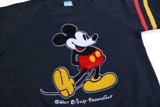 画像3: 80s USA製 Disneyディズニー WALT DISNEY PRODUCTIONS ミッキー マウス フェルトプリント ライン スウェット 黒 S (3)