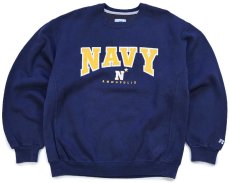 画像1: 00s メキシコ製 RUSSELLラッセル NAVY ANNAPOLIS スウェット 紺 L (1)