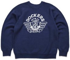 画像1: 80s USA製 DOCKERSドッカーズ ロゴ 発泡プリント スウェット 紺 L★Levi'sリーバイス (1)