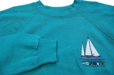 画像3: 80s USA製 Hanes SAN DIEGO YACHT RACING ヨット 両面プリント スウェット エメラルドグリーン L (3)