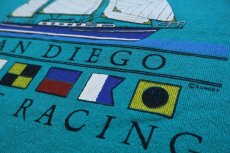 画像4: 80s USA製 Hanes SAN DIEGO YACHT RACING ヨット 両面プリント スウェット エメラルドグリーン L (4)