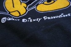 画像6: 80s USA製 Disneyディズニー WALT DISNEY PRODUCTIONS ミッキー マウス フェルトプリント ライン スウェット 黒 S (6)