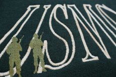 画像4: 90s Wilsonウィルソン USMC 刺繍 スウェット 深緑 L (4)