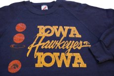 画像3: 80s USA製 IOWA Hawkeyes ひび割れプリント スウェット 紺 XXL★特大 RUSSELLラッセル (3)