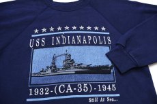 画像3: 90s USA製 Hanes USS INDIANAPOLIS 1932-(CA-35)-1945 スウェット 紺 M (3)