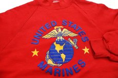 画像3: 80s USA製 UNITED STATES MARINES USMC ロゴ 発泡プリント スウェット 赤 M★RUSSELLラッセル (3)