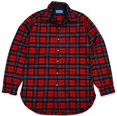 画像1: 70s USA製 PENDLETONペンドルトン AUTHENTIC CLUNY RED TARTAN タータンチェック ウールシャツ M★30 (1)
