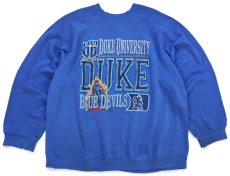 画像1: 90s USA製 DUKE UNIVERSITY BLUE DEVILS ひび割れプリント スウェット ボロ 青 2XL★特大 (1)