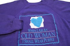 画像3: 90s USA製 Hanes WHEN I AM AN OLD WOMAN I SHALL WEAR PURPLE ハート スウェット 紫 XL (3)