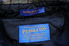 画像4: 90s USA製 PENDLETONペンドルトン タータンチェック エルボーパッチ付き ウールシャツ L★06 (4)