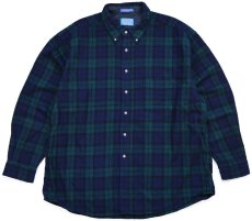 画像1: 90s USA製 PENDLETONペンドルトン AUTHENTIC BLACK WATCH TARTANブラックウォッチ タータンチェック ボタンダウン ウールシャツXXL★特大 (1)