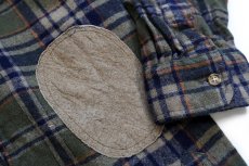 画像6: 90s USA製 PENDLETONペンドルトン タータンチェック エルボーパッチ付き ウールシャツ L★06 (6)