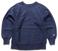 画像1: 90s メキシコ製 Championチャンピオン 無地 目無し リバースウィーブ スウェット 紺 フェード M★255 ブランク ブックストア (1)