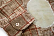 画像6: 70s USA製 PENDLETONペンドルトン チェック エルボーパッチ付き ウールシャツ XL★29 (6)