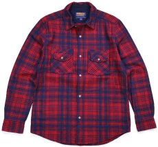 画像1: USA製 PENDLETONペンドルトン THE PORTLAND COLLECTION チェック ウールシャツ 赤×紺 M (1)